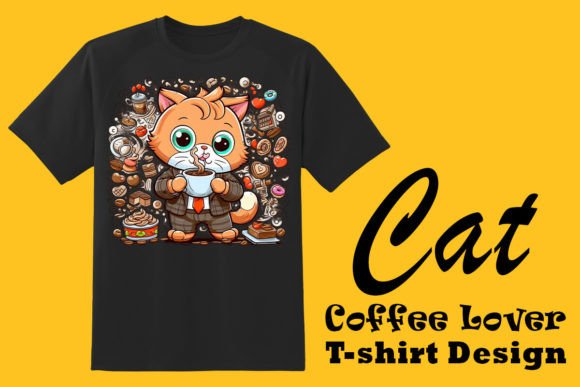 Cat and Coffee Delight Clipart POD 75: Elevating Print-on-Demand Designs with Feline Charm
