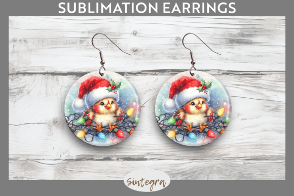 Christmas Chicken Entangled Earring Sublimation Design