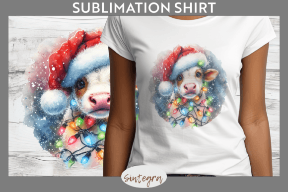 Christmas Cow Entangled in Lights PNG: Elevating Holiday Sublimation Projects