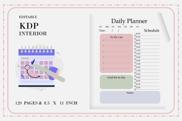 Daily Planner Interiors for KDP: Leveraging High-Resolution Editable Assets