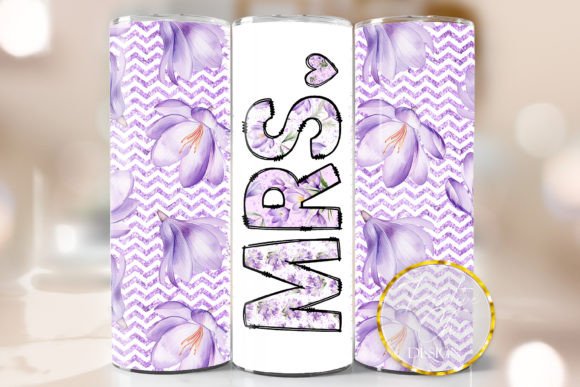 Elevating Drinkware with Purple Floral Mrs Tumbler Wrap Sublimation Designs