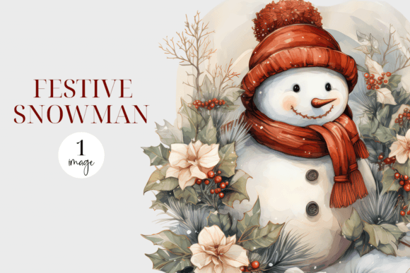Festive Snowman Clipart - Snowman PNG