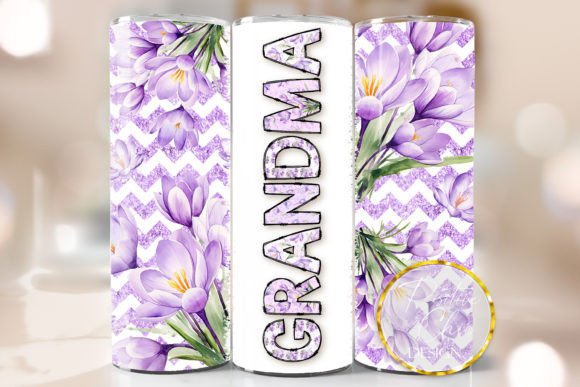 Floral Grandma Skinny Tumbler Wrap PNG Guide