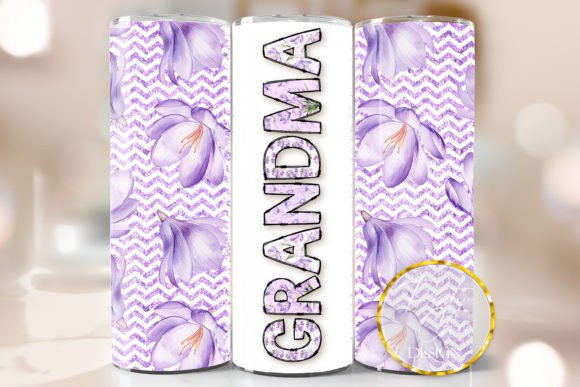 Purple Floral Grandma Tumbler Wrap PNG Guide