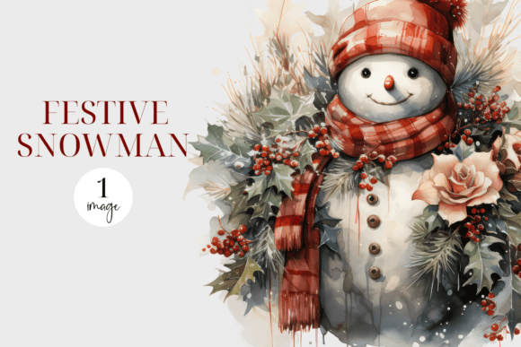 Snowman PNG: Watercolor Clipart for Sublimation