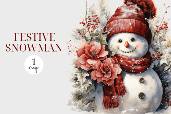 Snowman PNG Watercolor Festive Snowmen Design
