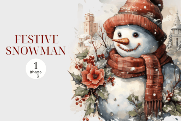 Watercolor Snowman: Festive Sublimation Design